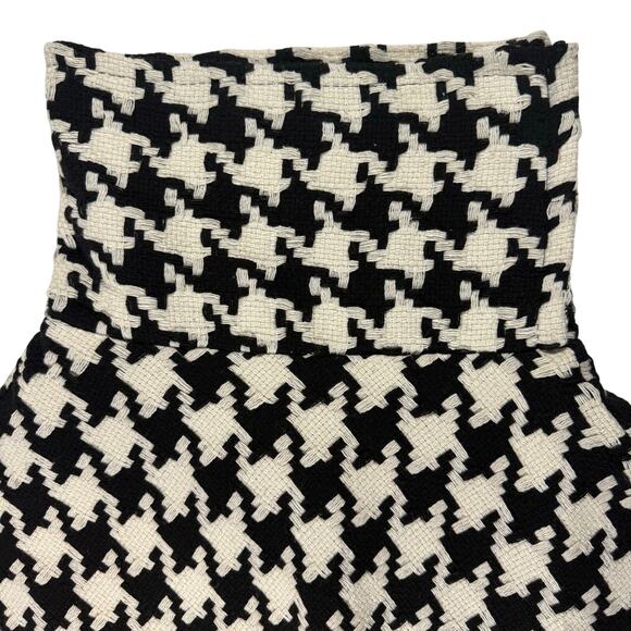 Last Kiss Black White Houndstooth Wool Lined Poncho Cape Cowl Neck Chic XL - Picture 5 of 8